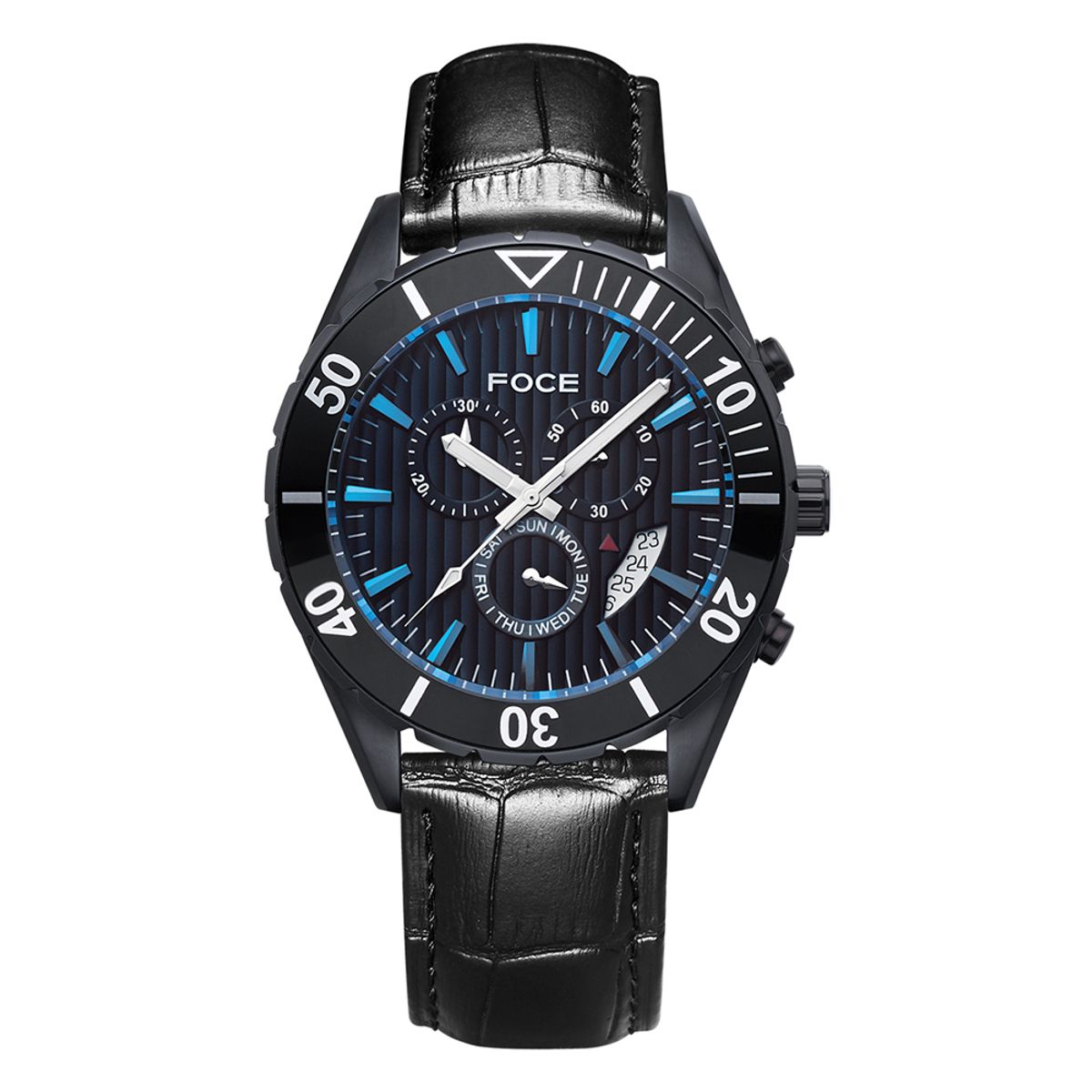 포체(FOCE) 44mm 남성 크로노그래프 가죽시계 FS04BBR3