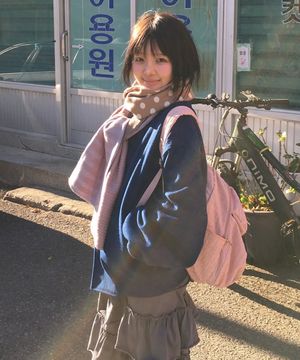 Patchwork muffler_pink