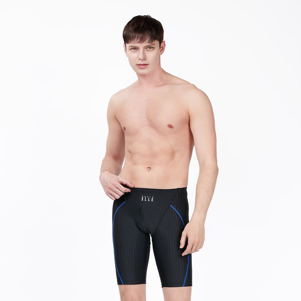베이직엘르(BASIC ELLE) 남성인 블랙 5부 사각 실내수영복 4종세트 BEZ-T404K
