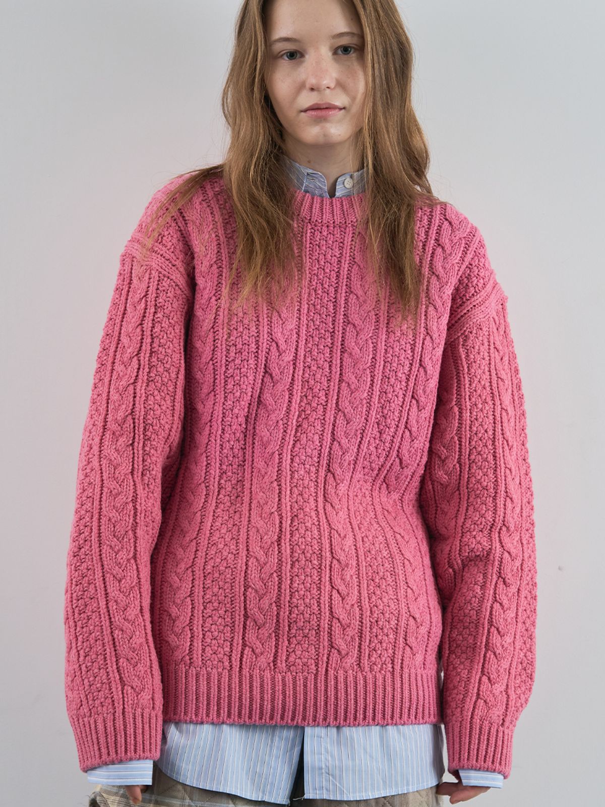 바니쉬먼트(VANISHMENT) Grandmother cable knit_pink