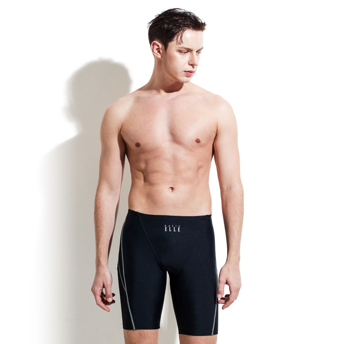 베이직엘르(BASIC ELLE) 남성인 패턴 5부 사각 불박 실내수영복 BEZ-W410K