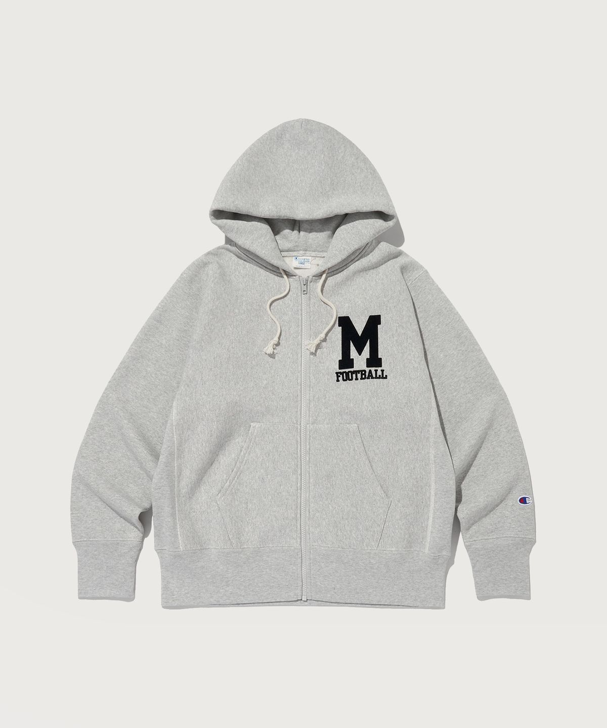 챔피온(CHAMPION) 리버스위브 블루택 기모 그래픽 릴렉스핏 후드 집업 Normal Grey