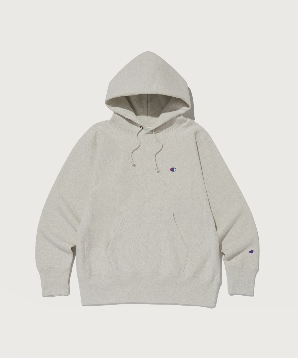 챔피온(CHAMPION) 리버스위브 블루택 루즈핏 기모 후드 티셔츠 Cream
