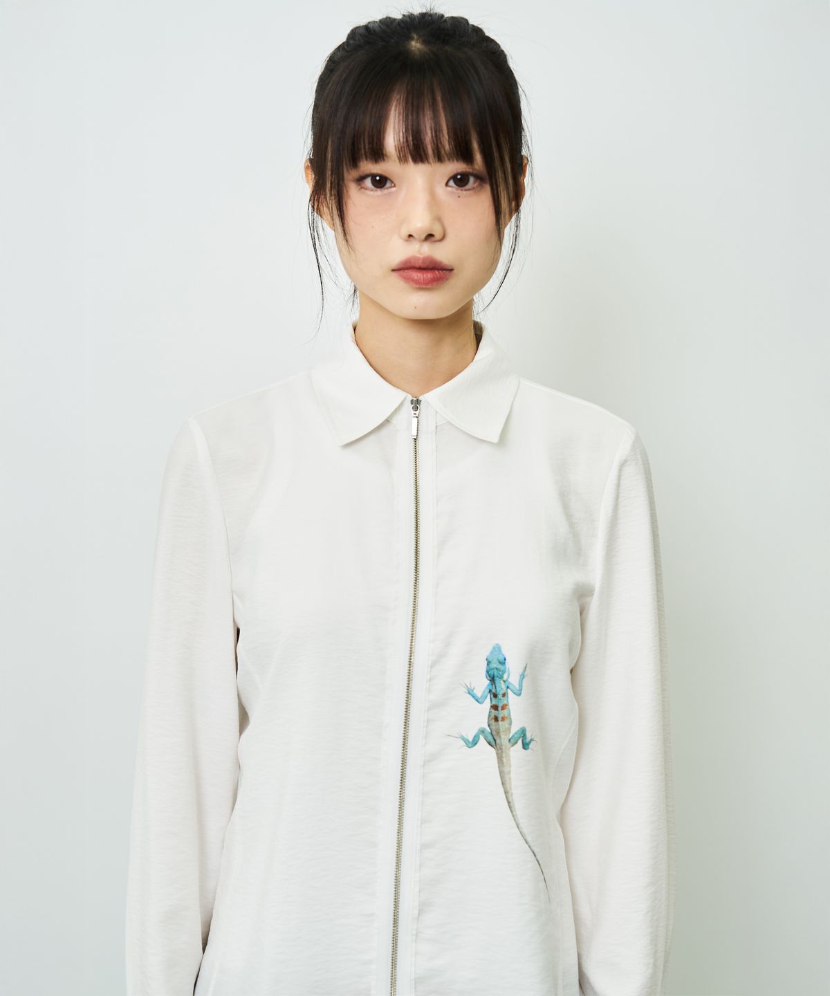 챈스챈스(CHANCECHANCE) EXPOSED ZIPPER TAPE SHIRT(LIZARD)