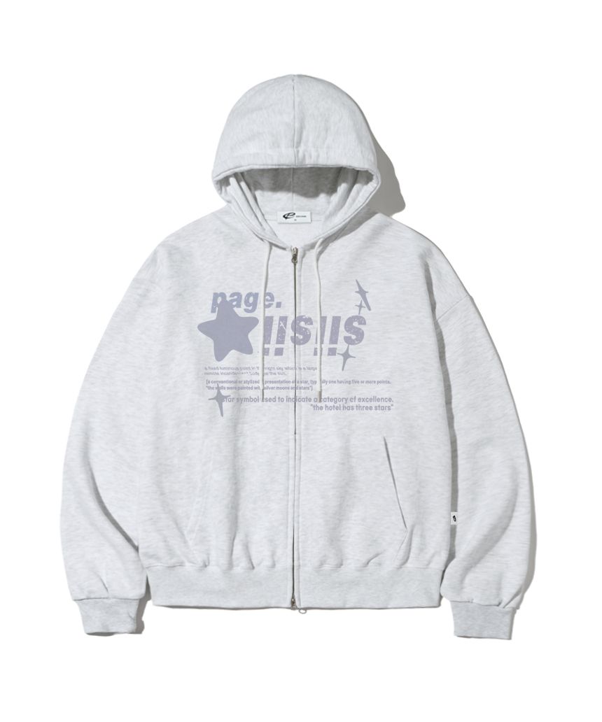 MUSINSA | PAGESIISII Light Purple Chrome Sissy Stars Print Two Way Hoodie  White Melange