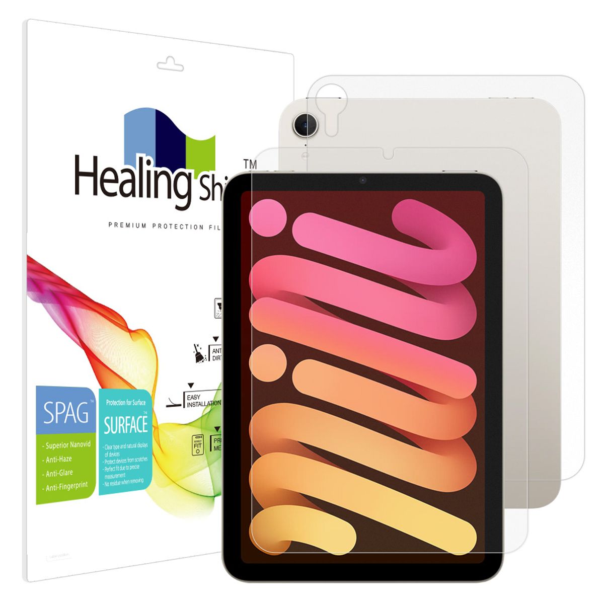 힐링쉴드(HEALINGSHIELD) 아이패드 미니 7세대/6세대 8.3 슈페리어 저반사 액정보호필름1매 후면1매