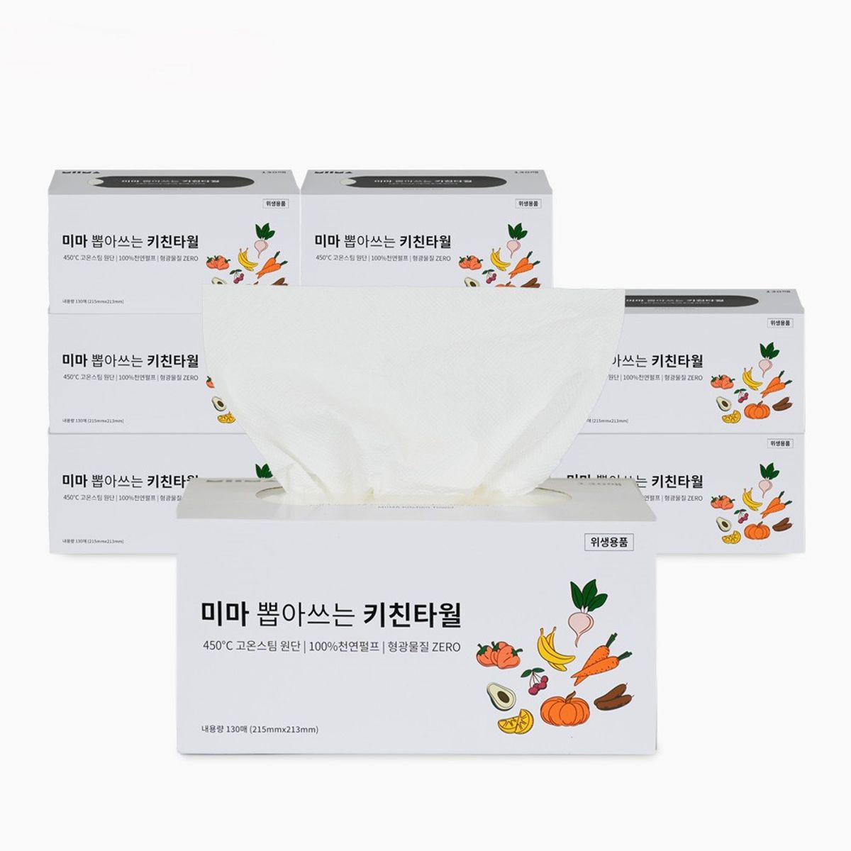 미마마스크(MIIMAMASK) 미마 뽑아쓰는 키친타월 130매 (9개입)