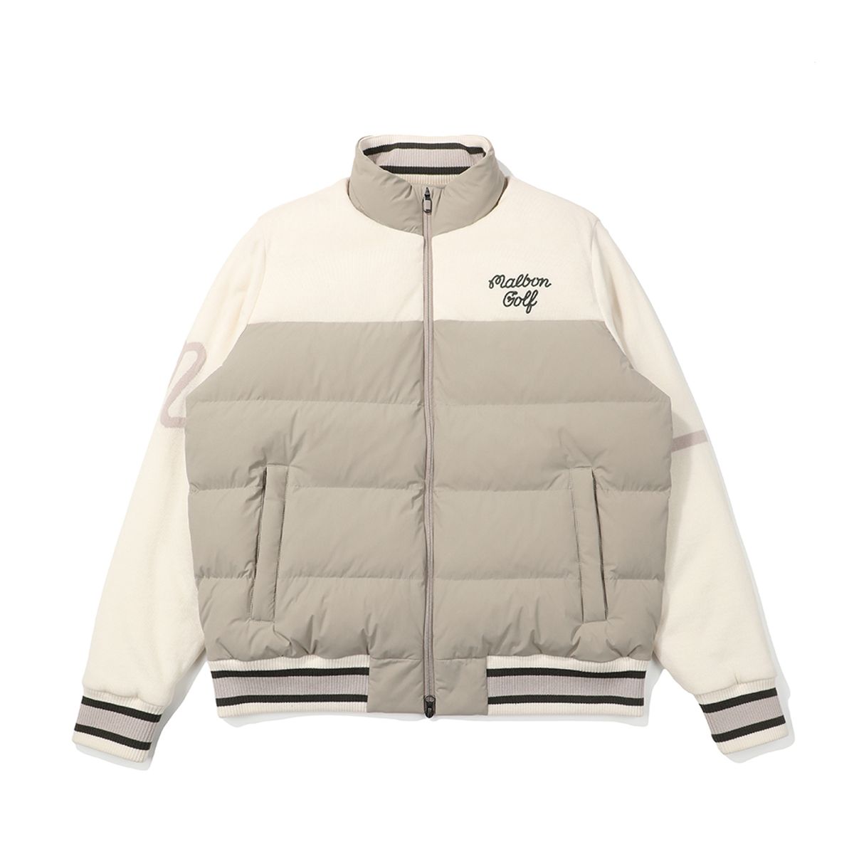 말본 골프(MALBON GOLF) 니트 하이브리드 스윙 다운자켓 GREYISH BEIGE (MAN)