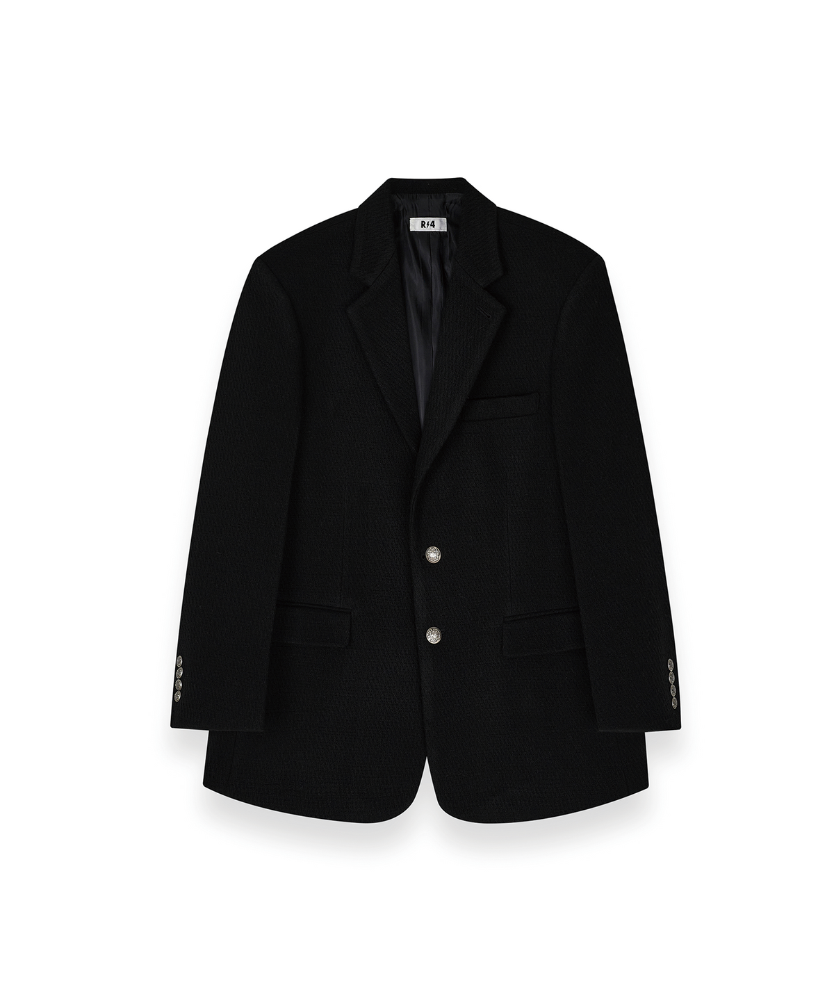 알포(R-4) R-0033 / OVERSIZED TWEED BOX-BLAZER(BLACK)