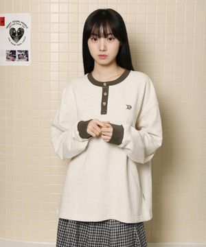 OVERSIZED HENLEY NECK SWEATSHIRTS (IVORY)