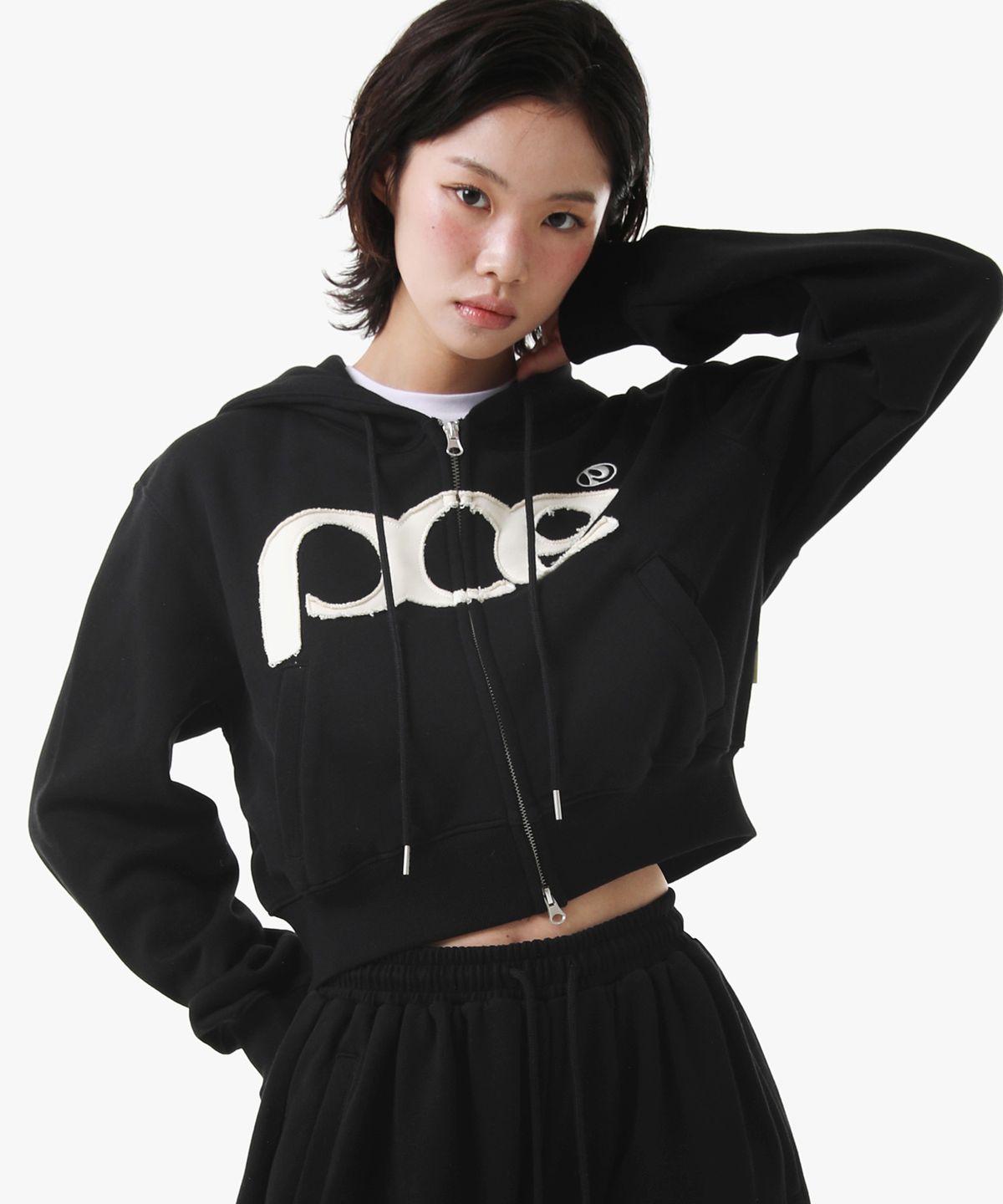 피스메이커(PIECE MAKER) [2TYPE] PCE APPLIQUE ZIP HOODIE (BLACK)