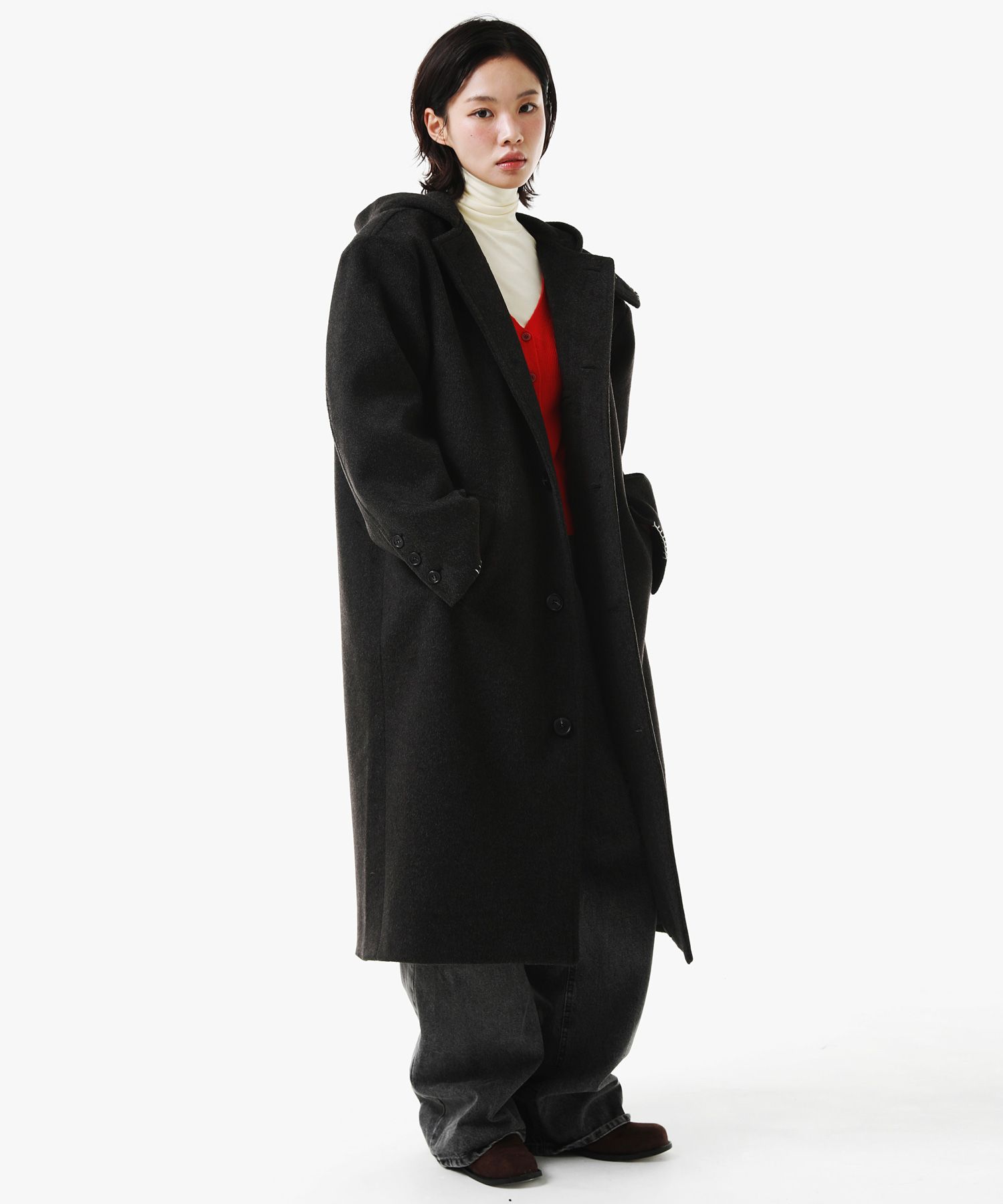●PIECEMAKER●HAND STITCH HOODIE MAXI WOOL COAT (3色) unisex MUSINSA | PIECEMAKER HAND STITCH HOODIE MAXI WOOL COAT (BROWN)