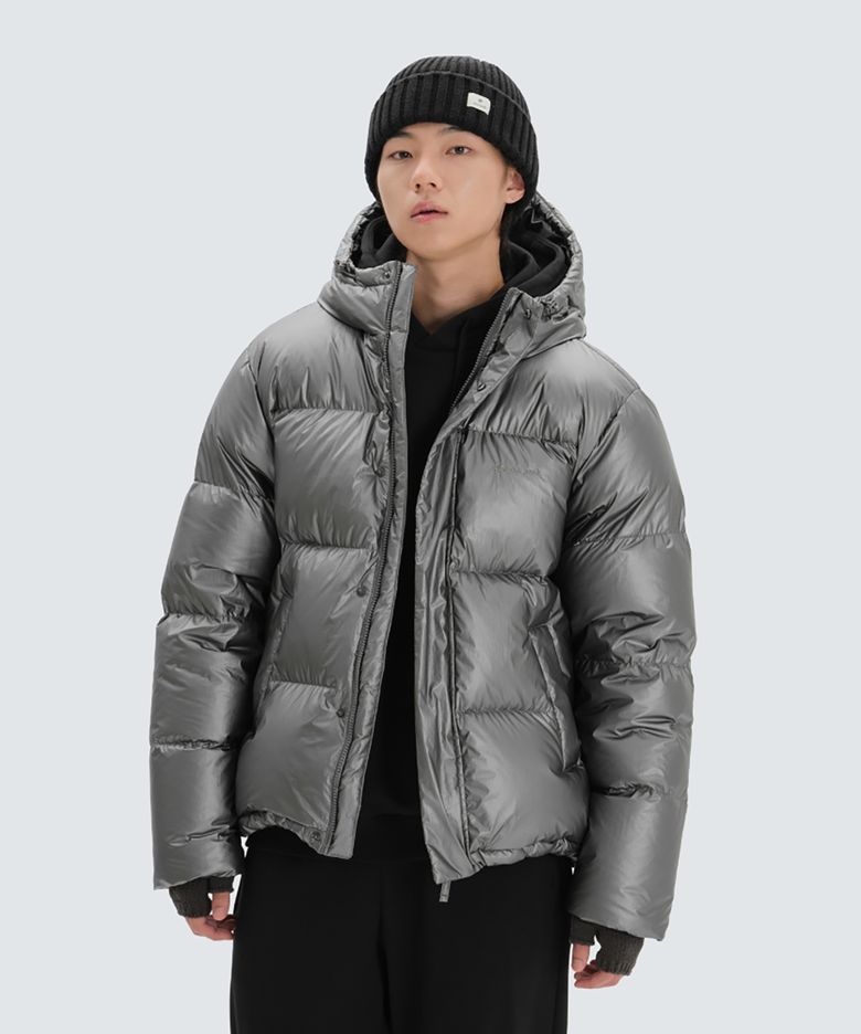 글로시 후드 푸퍼 다운 자켓 (S24WMTDJ22) Dark Silver