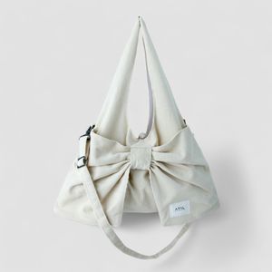 코듀로이 듀이 리본 호보 숄더 앤 크로스백 _ [아이보리]