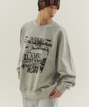 칩 딜루전 그런지 스웨트셔츠(피그먼트 그레이)