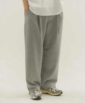원 턱 와이드 스웨트팬츠(그레이)