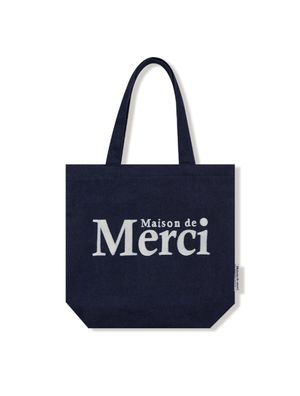 데님 빈티지 워싱 메르시 로고 체인 자수 에코백 인디고(FCE5BG003P)