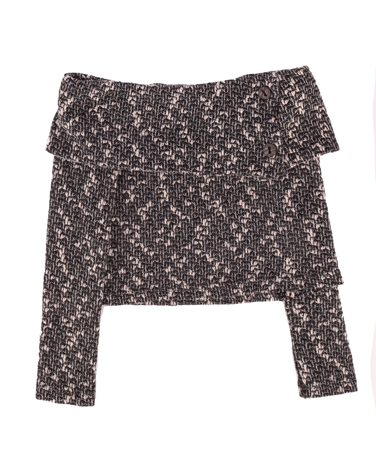 쎄쎄쎄(SETSETSET) OFF-SHOULDER BUTTON KNIT TOP