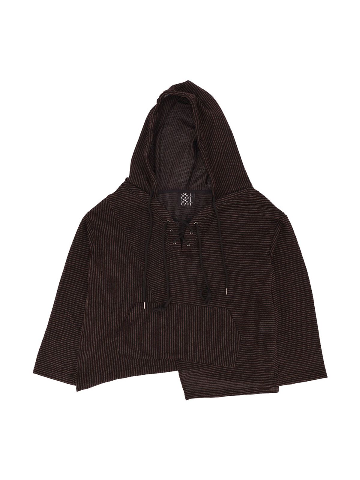 쎄쎄쎄(SETSETSET) BOHEMIAN LACE-UP KNIT TOP (BLACK)