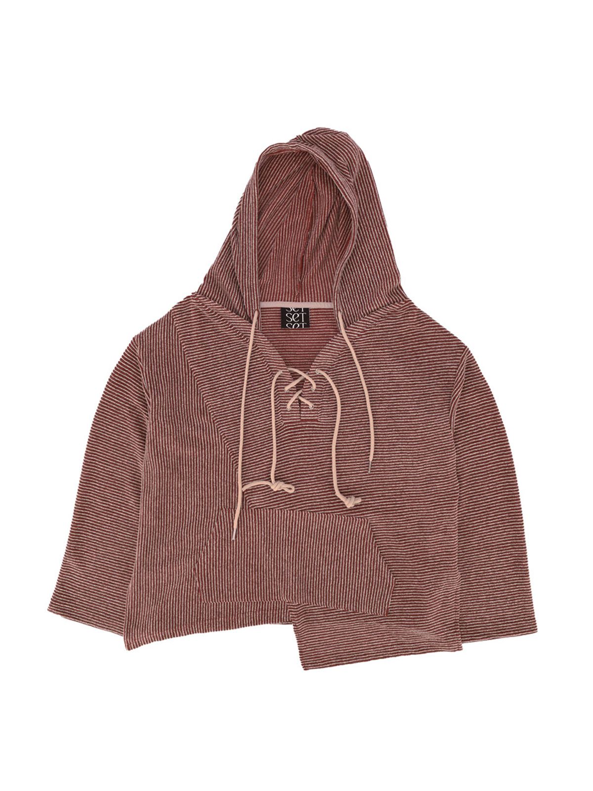 쎄쎄쎄(SETSETSET) BOHEMIAN LACE-UP KNIT TOP (RED BROWN)