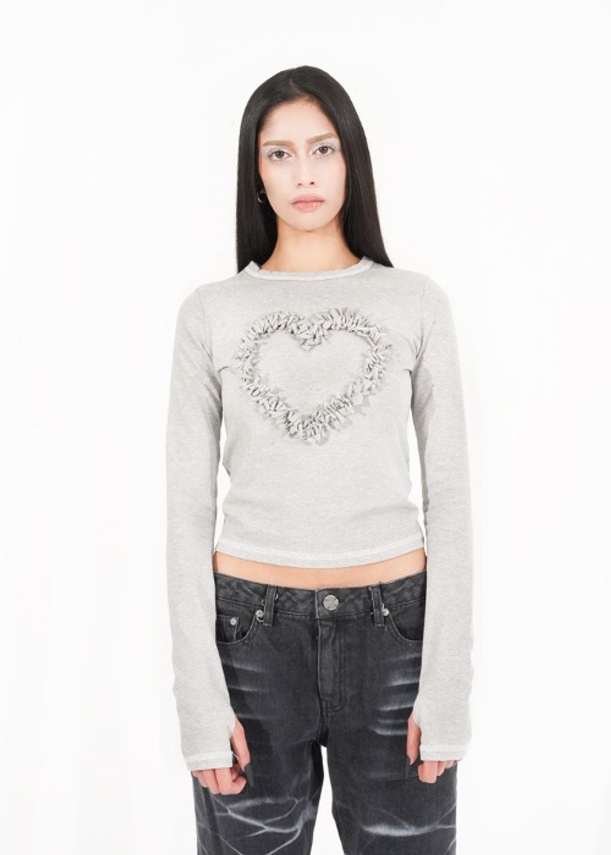 마이닝 컬렉터(MININGCOLLECTOR) HEART LONG SLEEVE TOP, GRAY