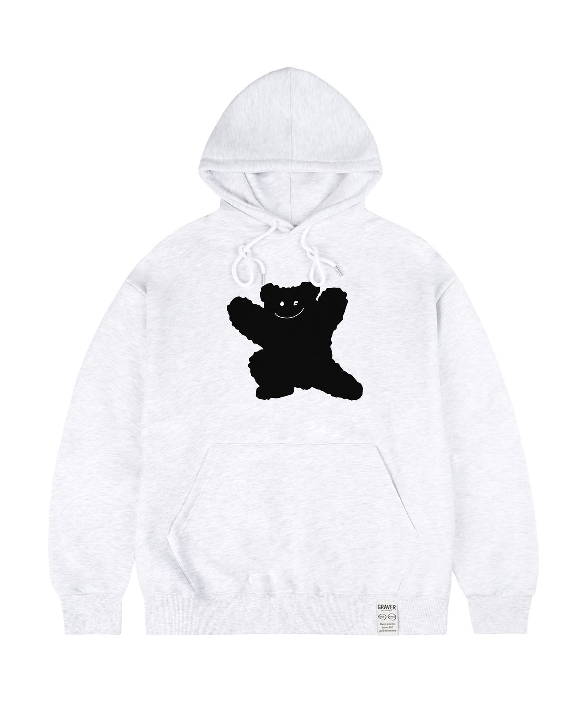 그레이버(GRAVER) [UNISEX]빅 베어스마일 후드티_멜란지화이트