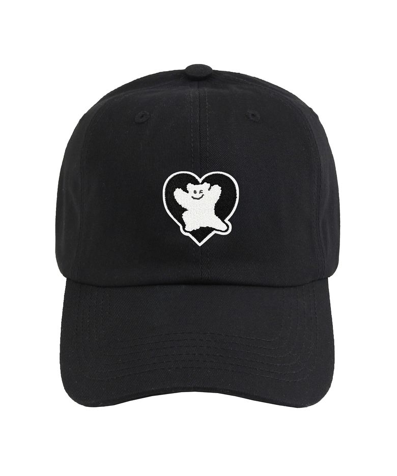 [UNISEX]베어 블랙 하트 자수 볼캡_블랙