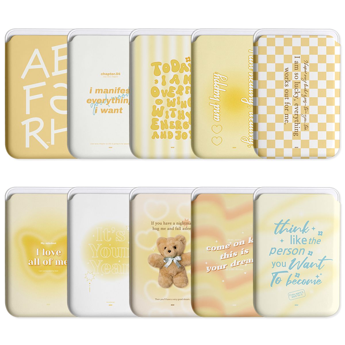 코쿼드(COQUAD) 9C9C 키치 레터 옐로우 맥세이프 하드 슬라이드 카드 지갑