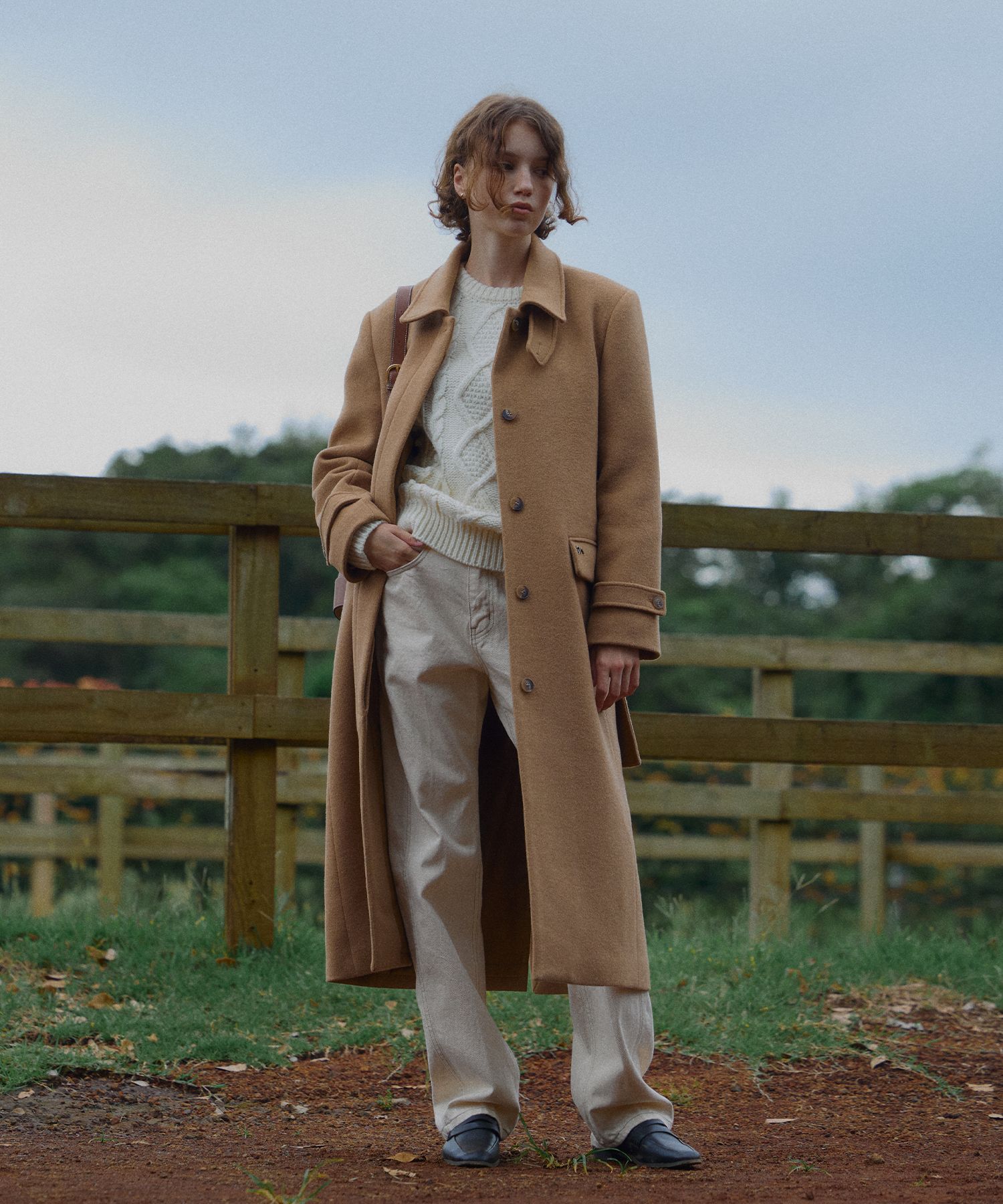 MUSINSA公式 | FOLNUA HIDDEN BALMACAAN LONG COAT [CAMEL]