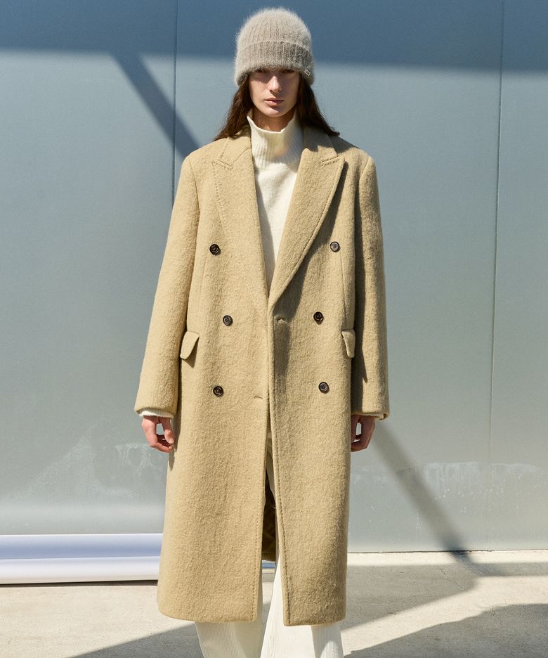 Hairy Alpaca Blended Classic Coat - Beige