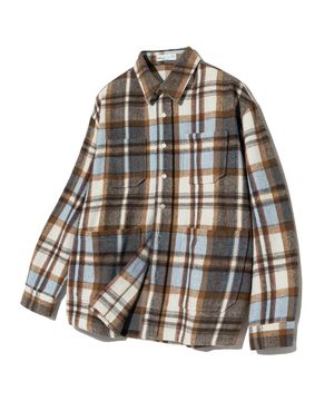 87-STAN136 프레어 오버핏 포켓 긴팔 체크 셔츠 자켓 스카이블루