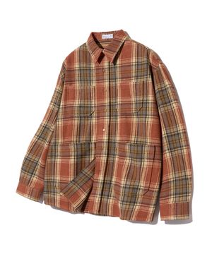 87-STAN140 허브 오버핏 포켓 긴팔 체크 셔츠 자켓 레드
