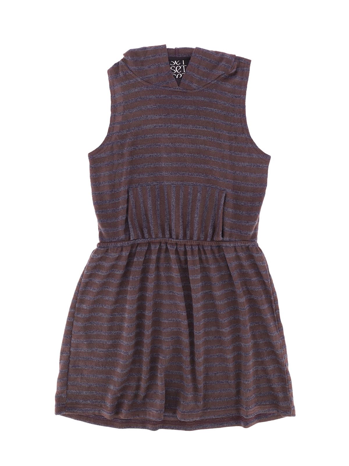 쎄쎄쎄(SETSETSET) STRIPED LAYERED HOODED DRESS