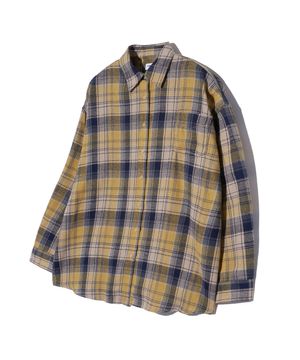 85-VIVA063 빈티지 치크 오버핏 포켓 긴팔 체크 셔츠 옐로우
