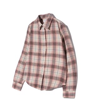 85-VIVA075 뮬리 미스트 슬림핏 긴팔 체크 셔츠 핑크
