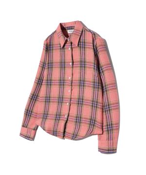 85-VIVA083 레트로 피스 슬림핏 긴팔 체크 셔츠 핑크