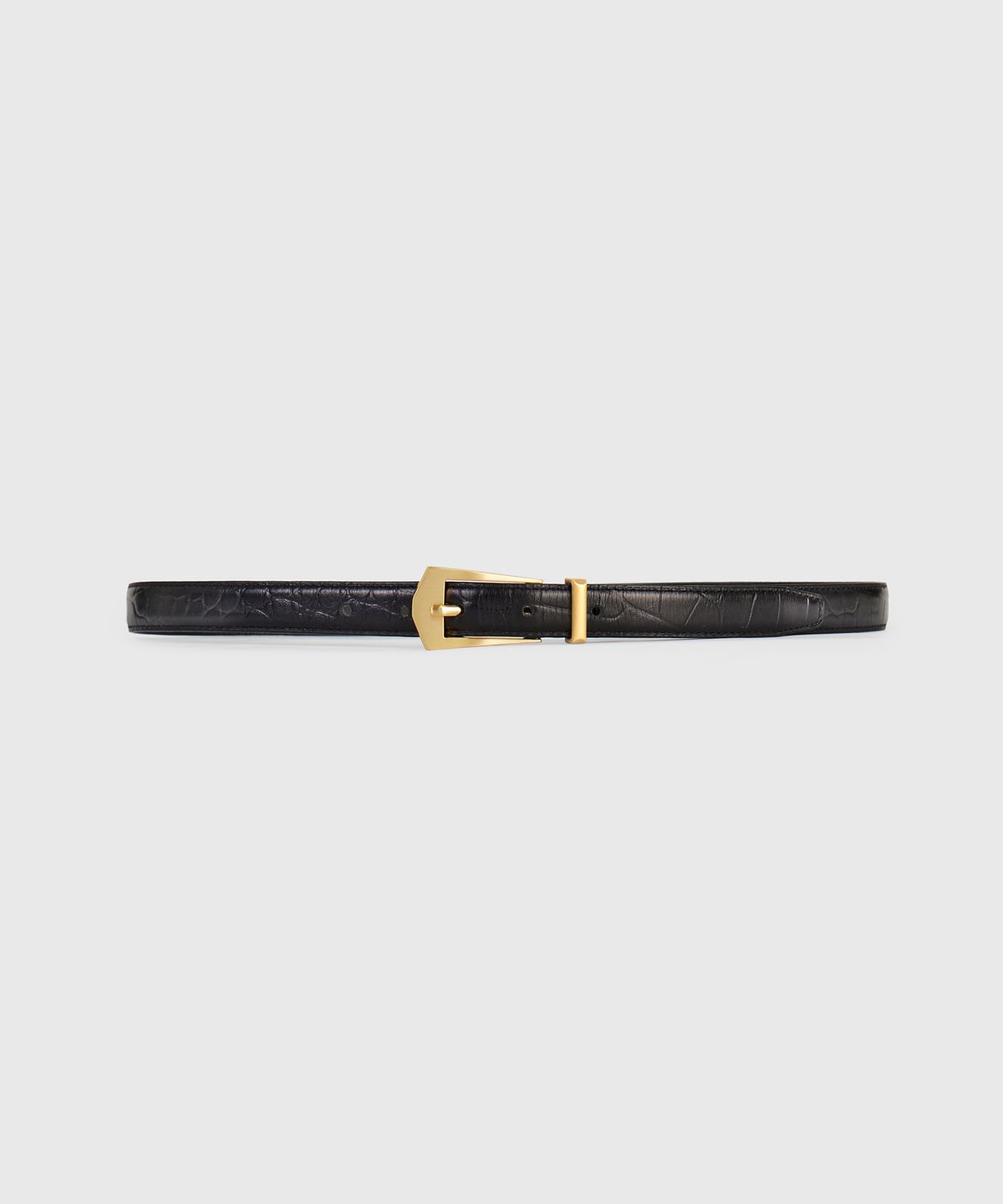 타일레(TAILLE) CAVA BUCKLE THIN BELT BLACK CROCO GOLD