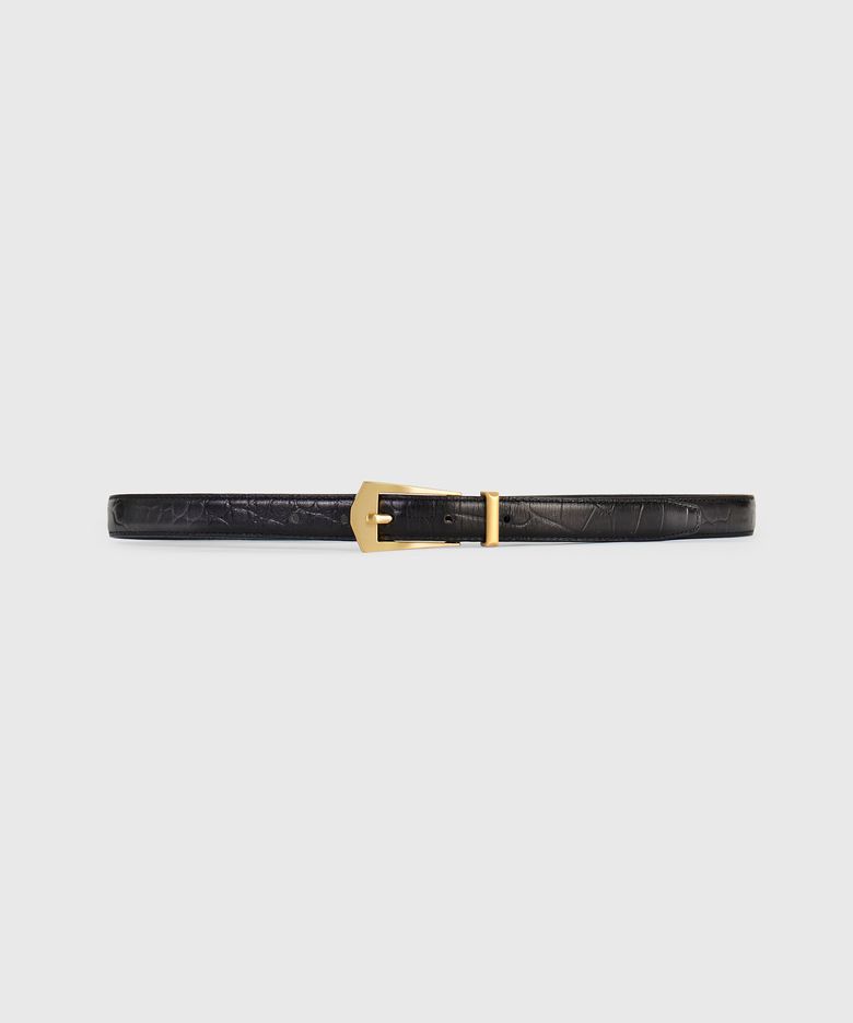 CAVA BUCKLE THIN BELT BLACK CROCO GOLD