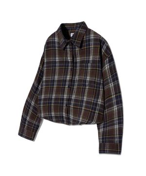 85-VIVA087 팬시 크롭 긴팔 체크 셔츠 브라운