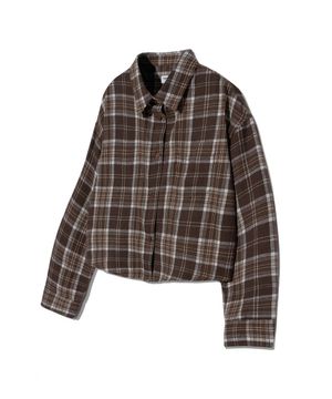 85-VIVA088 하운드 크롭 긴팔 체크 셔츠 브라운