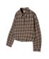 85-VIVA090 샌드 크롭 긴팔 체크 셔츠 브라운