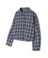 85-VIVA090 샌드 크롭 긴팔 체크 셔츠 네이비