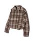 85-VIVA092 포스트 크롭 긴팔 체크 셔츠 브라운