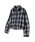85-VIVA094 마스 크롭 긴팔 체크 셔츠 블랙