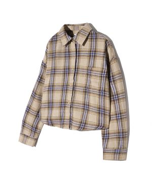 85-VIVA096 컨트리 팜 크롭 긴팔 체크 셔츠 브라운