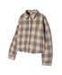 85-VIVA096 컨트리 팜 크롭 긴팔 체크 셔츠 브라운