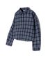 85-VIVA097 퓨즈 크롭 긴팔 체크 셔츠 네이비