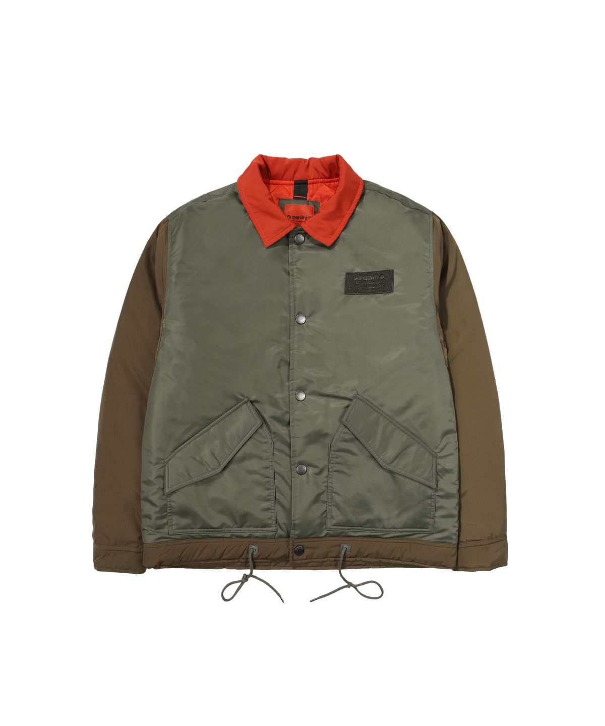 슈퍼드라이(SUPERDRY) 나일론 컬러 블록 패딩 자켓 카키