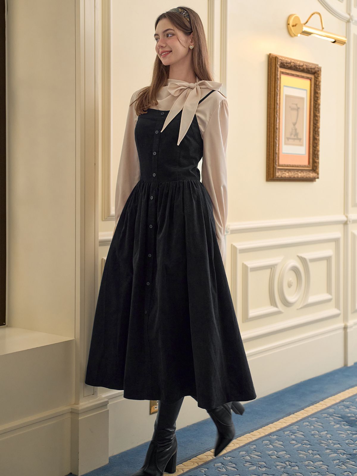 랭앤루(LANGNLU) RUBY Corduroy Dress(루비)_NAVY