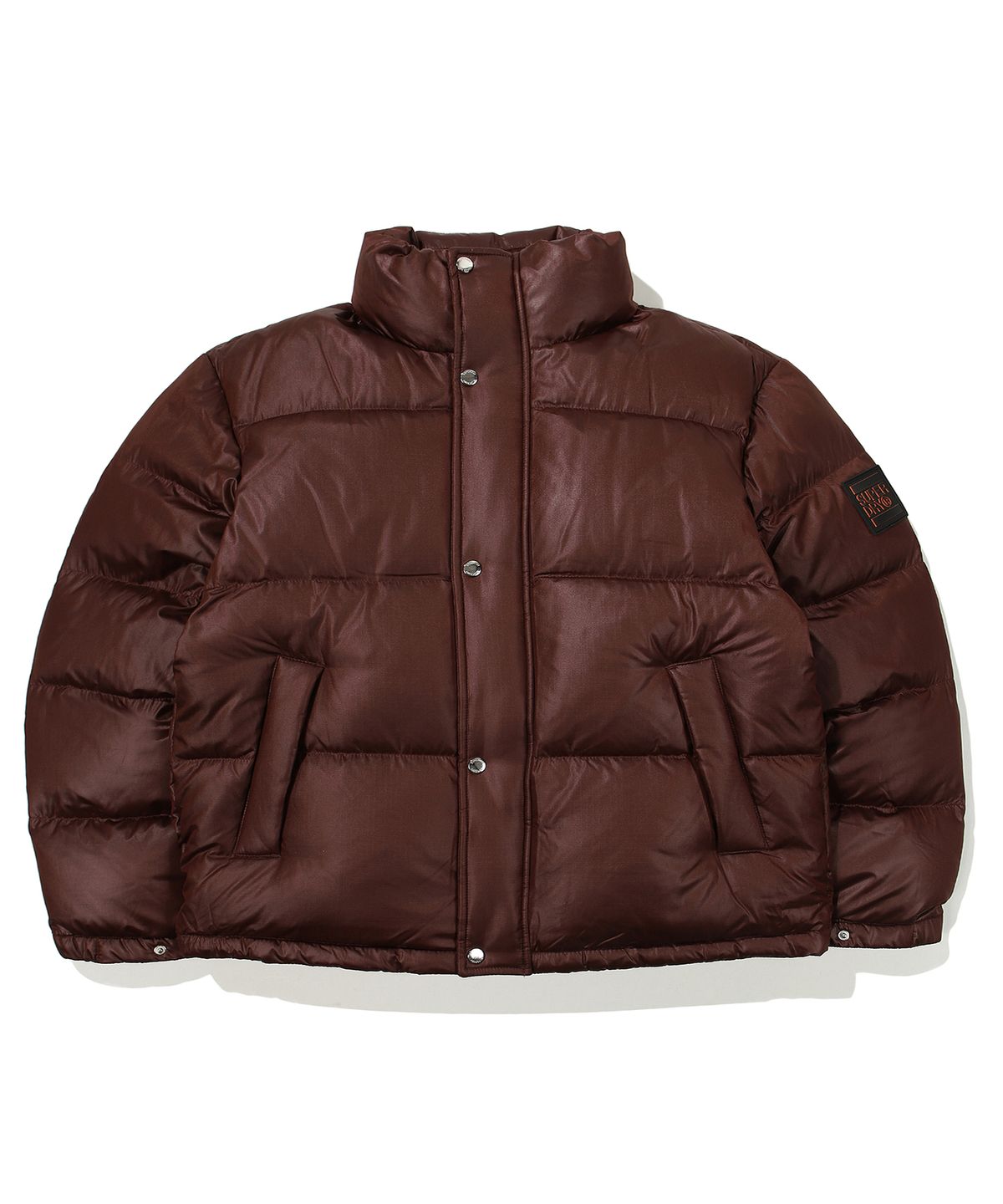 슈퍼드라이(SUPERDRY) 에센셜 덕다운 숏패딩 브라운